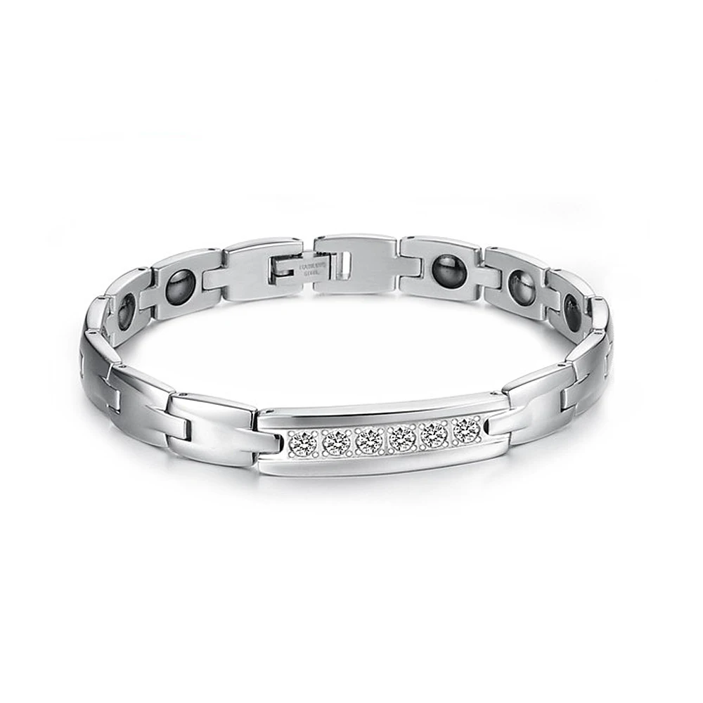 Браслет для влюбленных из нержавеющей стали с кристаллами CZ энергетические