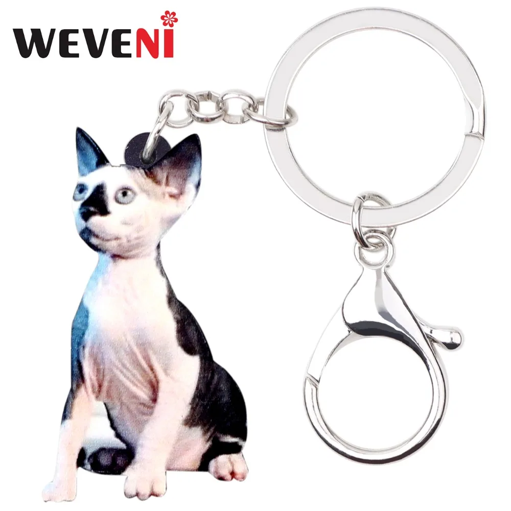 WEVENI Акриловые Модные канадские безволосые цепочки для ключей от кошки сфинкс