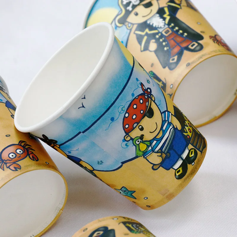 8 шт одноразовые бумажные десертные чашки серии Пиратская тема для детей день