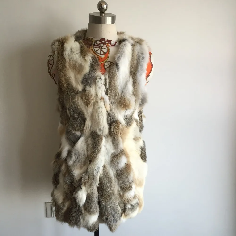 Бесплатная доставка новинка женский жилет с натуральным кроличьим мехом Женское