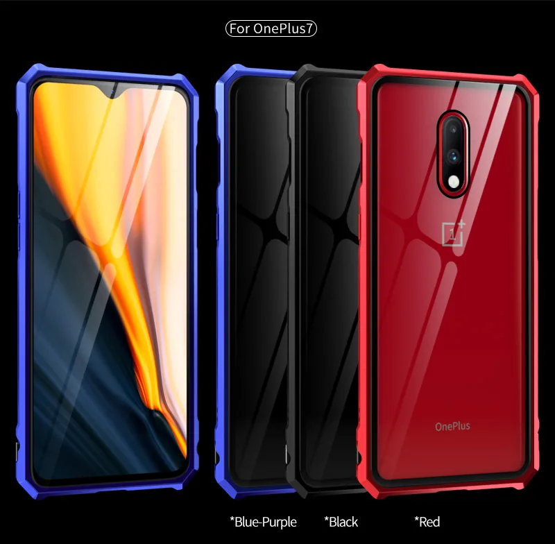 Противоударный металлический бампер рамка Прозрачный чехол для телефона Oneplus 7 pro 6T 7 металлический Броня алюминиевый корпус прозрачное стеклянное покрытие Coque