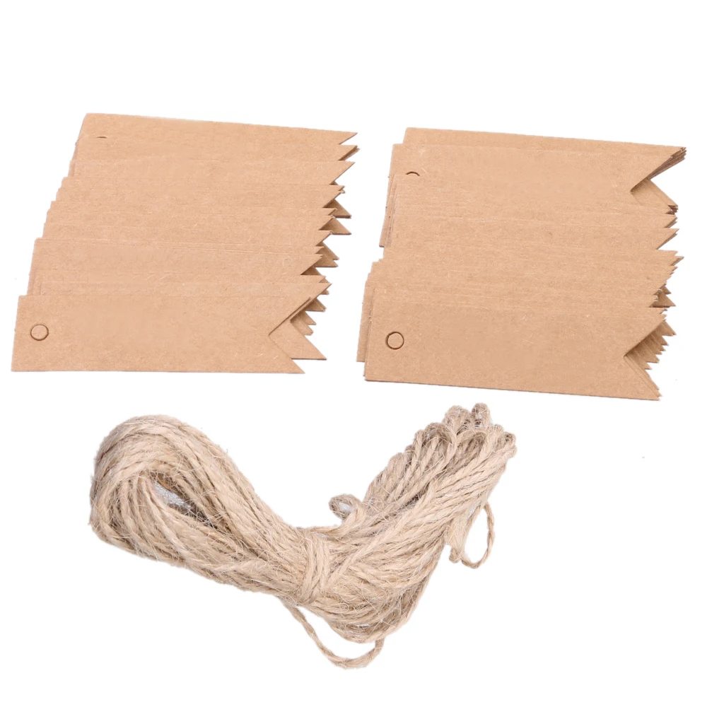 100pcs Blank/thank you Kraft Paper Hang Tags Wedding Party Label Gift Cards | Дом и сад