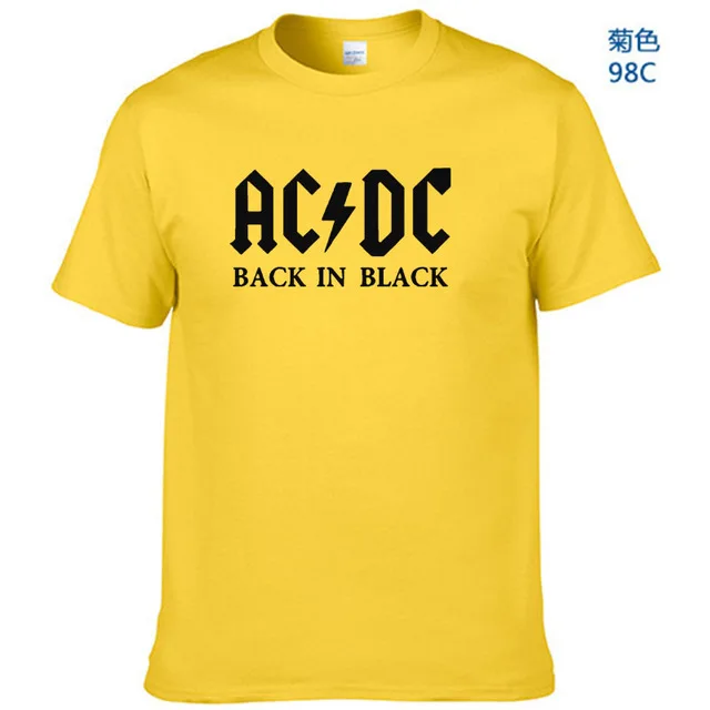 Yellow-B Новинка, Camisetas, AC/DC, рок-группа, футболка, мужская, ACDC, черная, с графическим принтом, футболки, повседневная, с круглым вырезом, хип-хоп, короткий рукав, хлопок, Топ - Цвет: Yellow-B