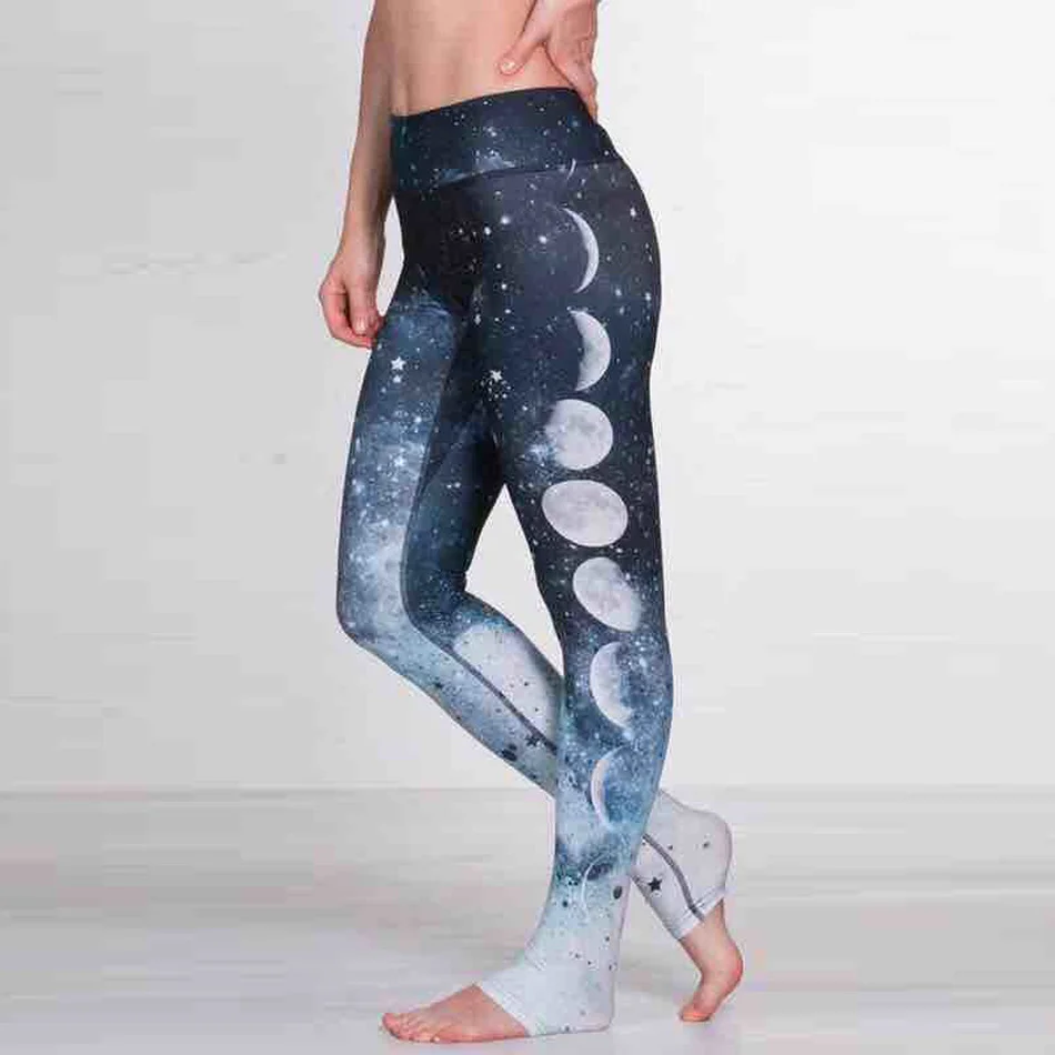 Новый Moon Eclipse печатных Леггинсы для йоги Для женщин Книги по искусству принт