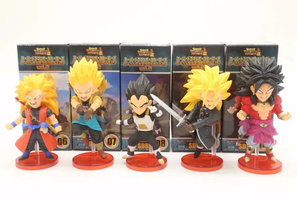 Аниме 5 шт./компл. Dragon Ball Super Dragonball Heroes vol.2 Son Goku Vegeta Broly Saiyan ПВХ Фигурки игрушки