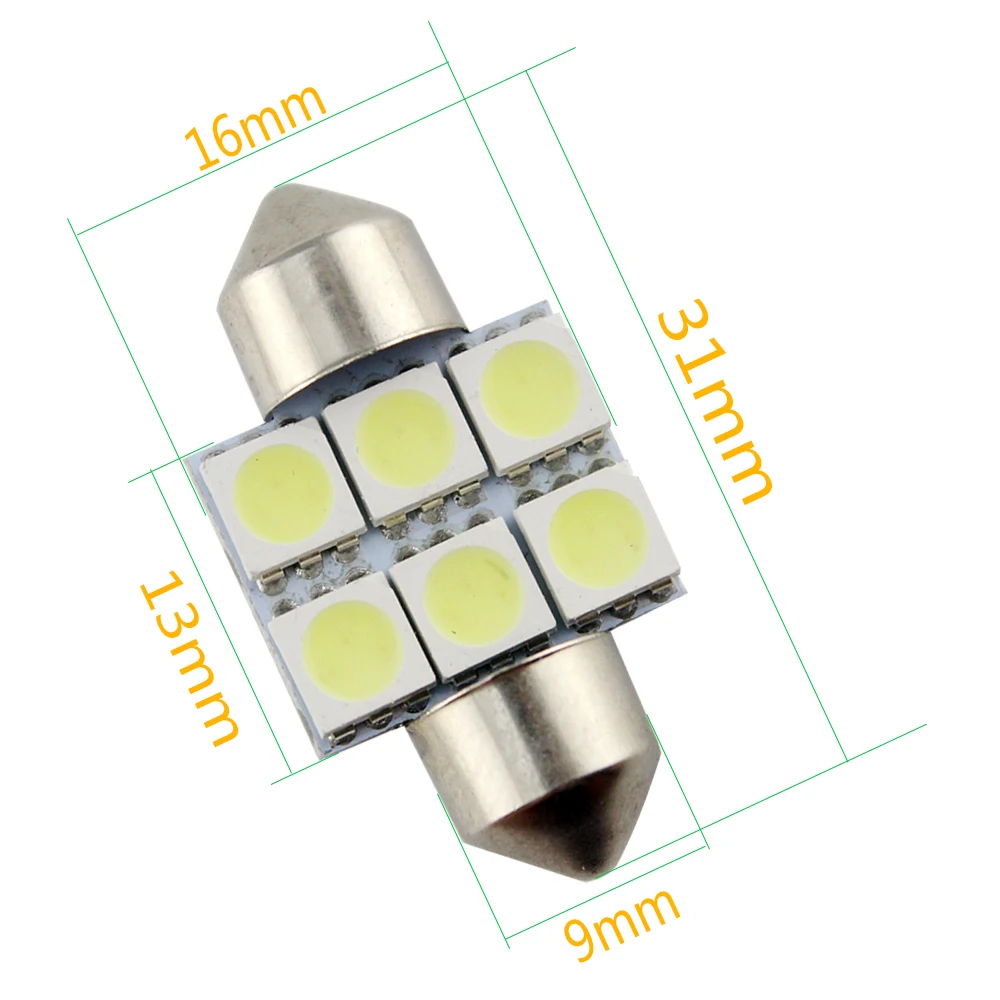 YM E Bright 4 шт. белый 24 В DC 5050 6 SMD c5w 31 мм 36 39 41 светодиодный светильник Festoon Dome лампы