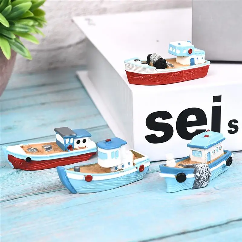 1 шт. милые мини фигурки лодки из смолы в средиземноморском стиле бонсай микро