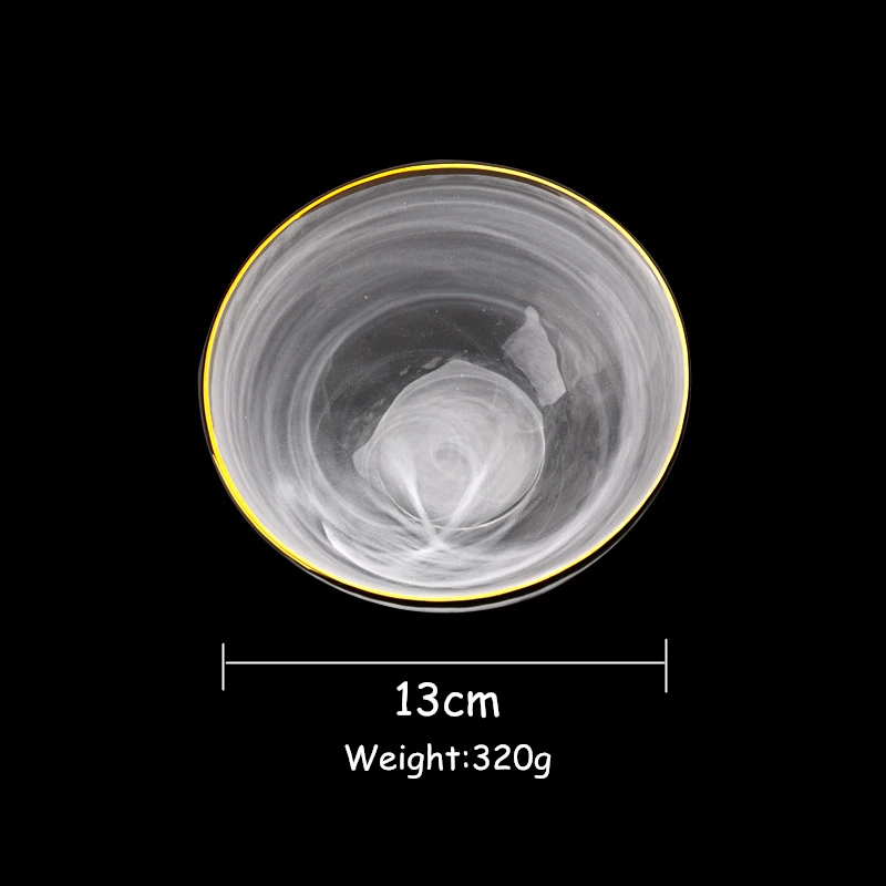 5 Inch Bowl Набор стеклянных столовых приборов, плоская тарелка с золотым краем, тарелка для салата, набор посуды, тарелка с боковым поддоном, стеклянный набор посуды, миска для супа, 1 шт - Цвет: 5 Inch Bowl