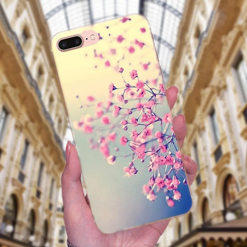 Новое поступление мягкий японский розовый цвет вишни для Samsung Galaxy Note 5 8 9 S3 S4 S5 S6 S7 S8
