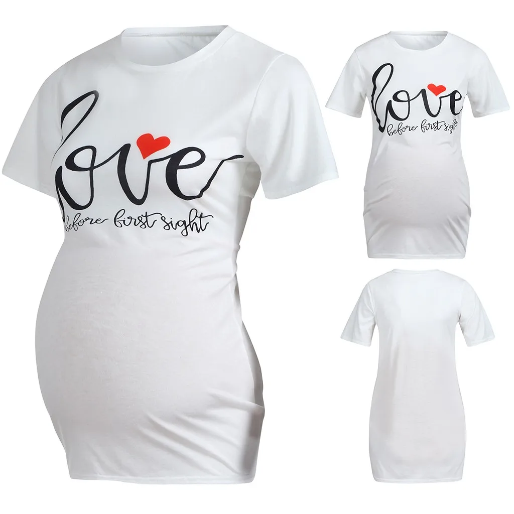 Одежда для беременных женщин Топы с короткими рукавами и буквенным принтом