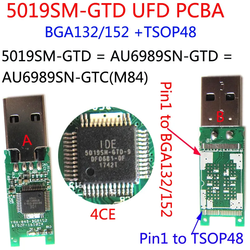 IDE 5019SM GTD UFD PCBA колодки TSOP48 BGA152 BGA132 USB флэш накопитель PCB Pen drive AU8989SN PenDrive