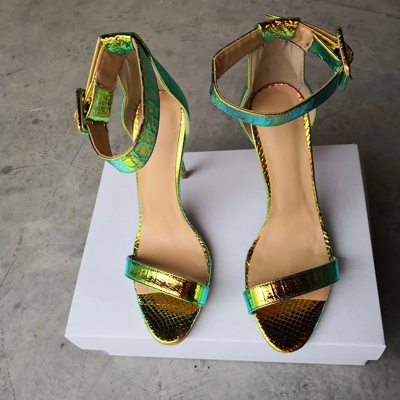 Женские босоножки с открытым носком на тонком высоком каблуке большие размеры 4-20