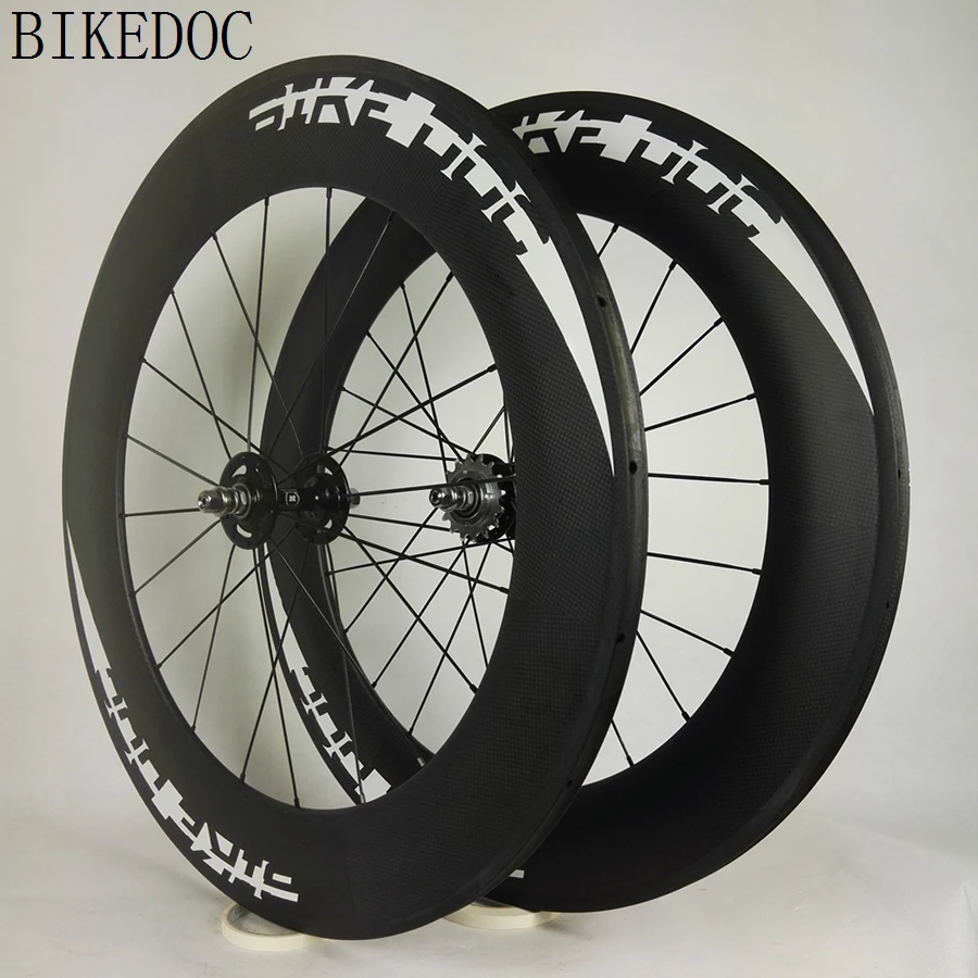 BIKEDOC 700C карбоновые колеса 88 мм фиксированные Шестерни колеса трубчатая труба из углеродистого волокна 3 K углеродный след колеса Быстрая колеса штырь