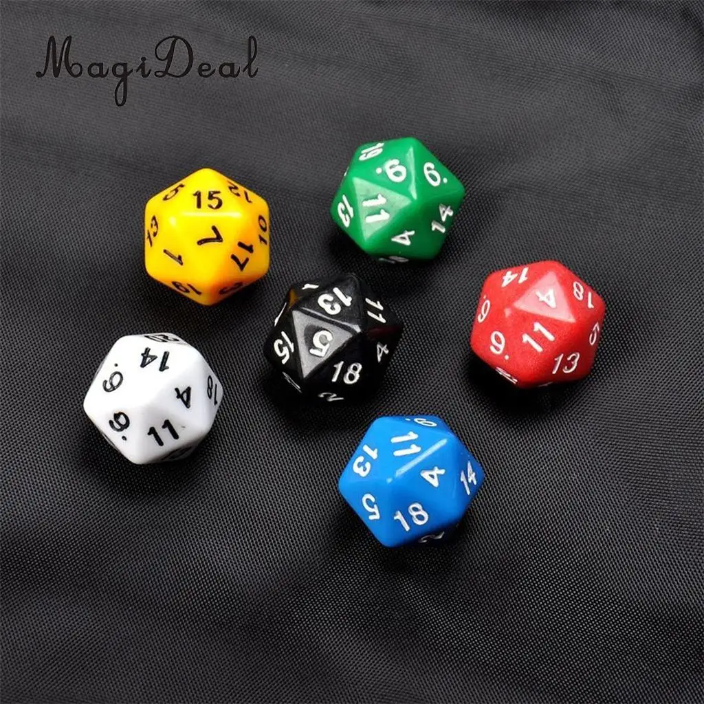 MagiDeal Новинка 6 шт. D20 игровые игральные кости двадцать сторонний Die ролевая игра D &