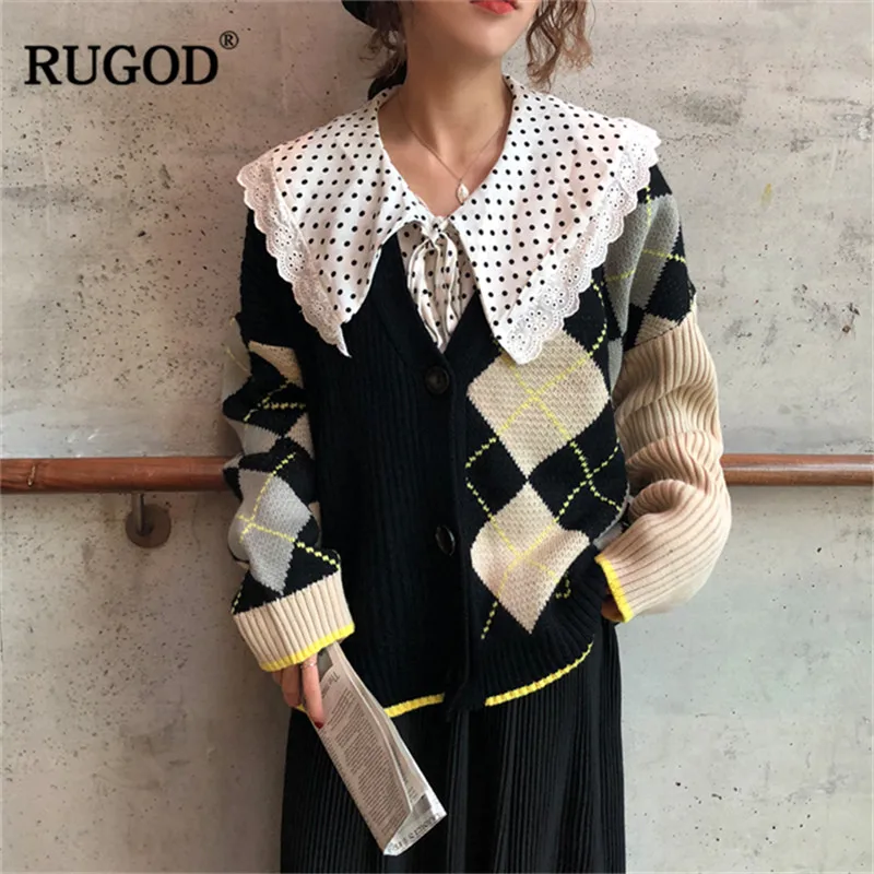 RUGOD/Модные женские шифоновые рубашки в горошек офисная одежда повседневные