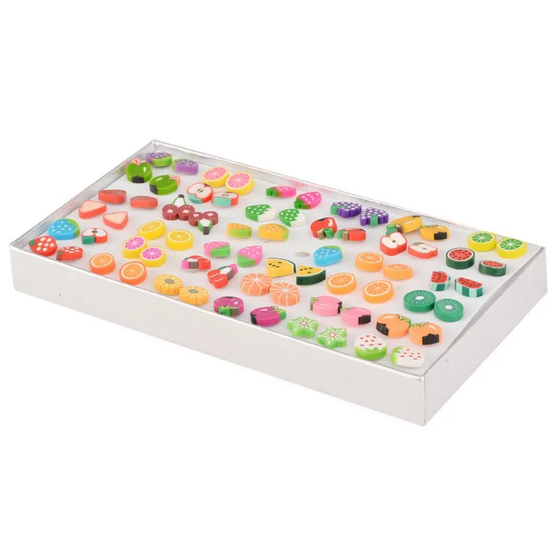 36 пар/уп. милые серьги-гвоздики из полимерной глины с фруктовым цветком для