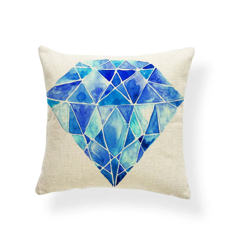 Whale Cushions Watercolor Ocean Zebra Geometry Diamond Heart Pillow Cushion For Sofa With Cover 43X43 Linen Blend Relax | Дом и сад