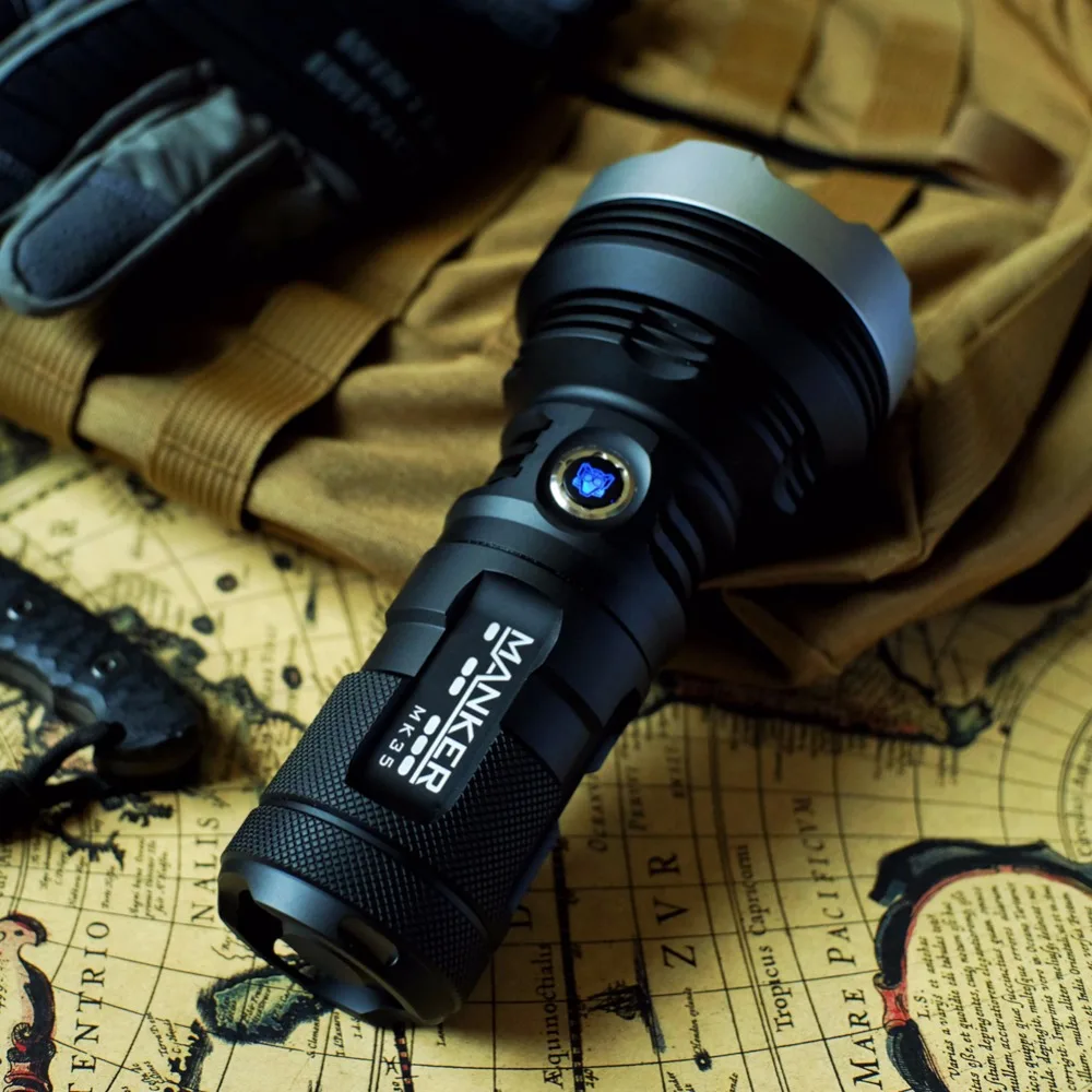 Manker MK35 2550 люменов Cree XHP35 HI светодиодный фонарик 1420 м фонарь для поиска+ 4x3400 mAh 18650 аккумуляторные батареи