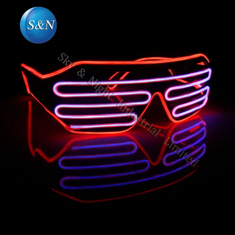 

(Red+Pink ) Mix color EL shutter glasses Fashion Glasses+Sound Inverter + Free Shipping