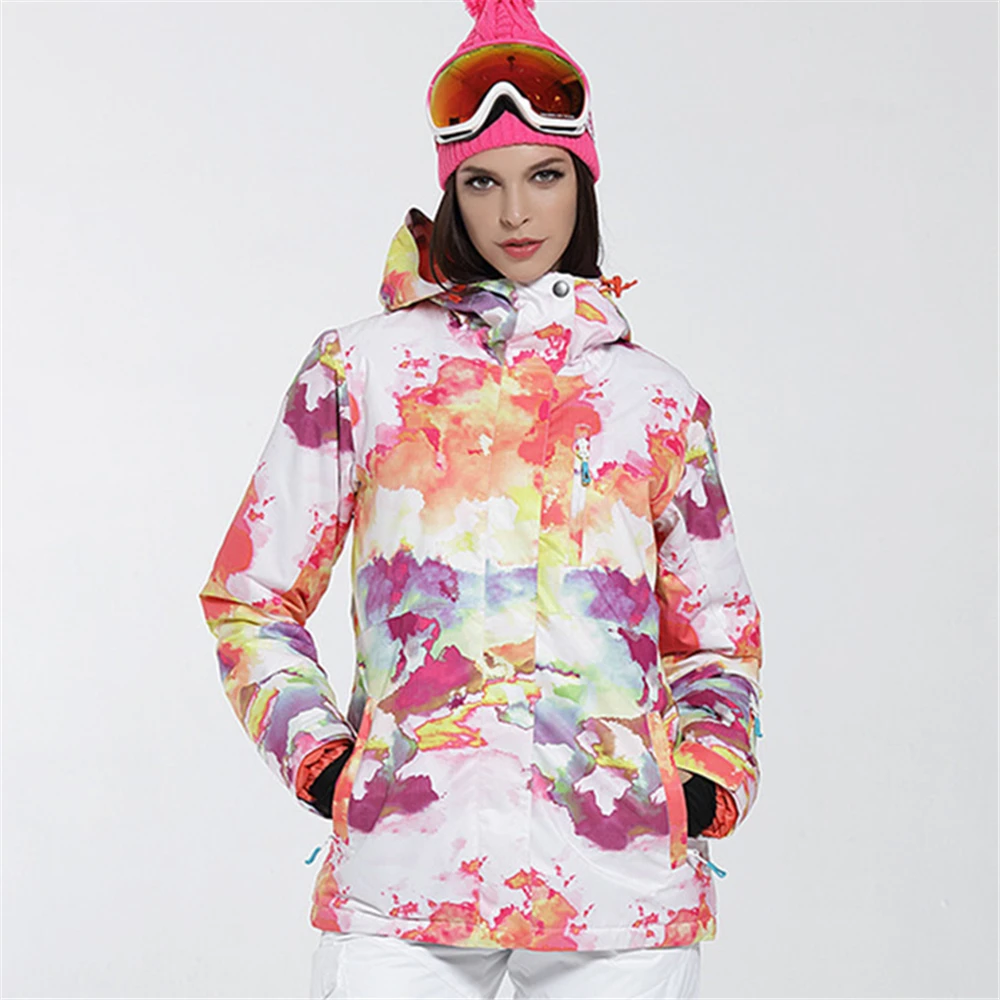 GSOU зимняя Брендовая женская лыжная куртка водонепроницаемая утепленная для