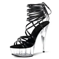 Jelly Crystal Heel 15cm Sandals Fashion Womens Platform Stripper Shoes Narrow Band Size 10 Sandals Night Club Dance High Heels