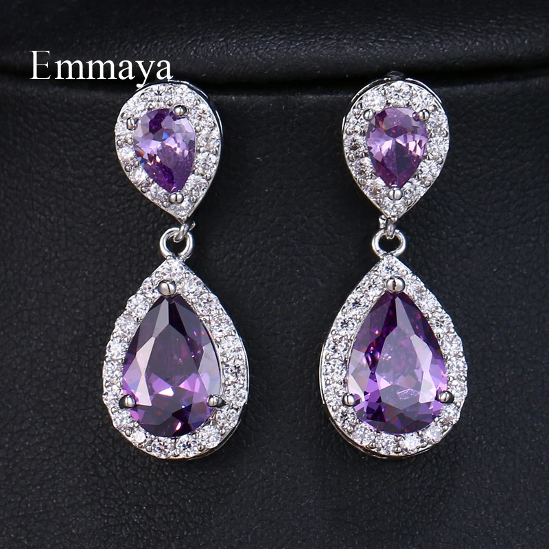 EMMAYA Rose Gold Vintage Allure Purple CZ  Earrings Women Wedding Jewelry Femme Brincos Gift