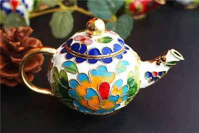 large round pot whit Милая китайская перегородчатая эмаль мини чайник украшения ручной работы плода медные филигранные эмали домашний декор горшок ремесла подарок - Цвет: large round pot whit