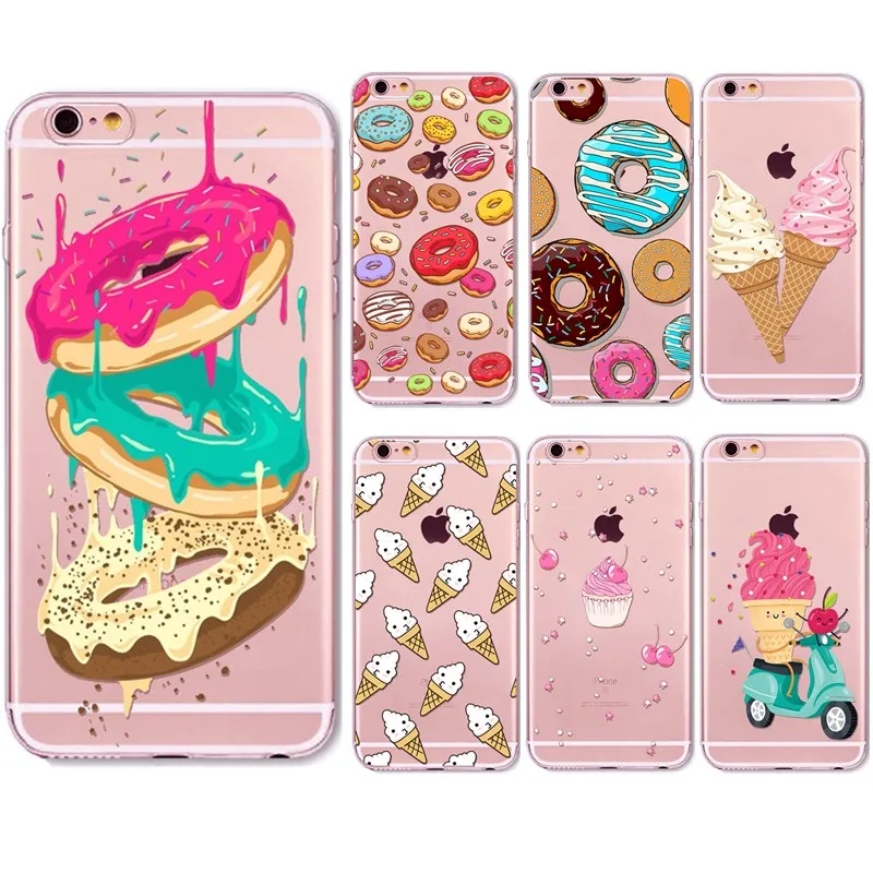 For Funda iphone 8 plus Silicona Phone Back Case Colorful Donut Art Ice Cream Soft TPU Thin Cover 6s 6 7 se 5s 5 | Мобильные