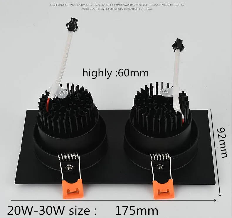 1 шт. двойной квадратный Диммируемый светодиодный светильник COB потолочный