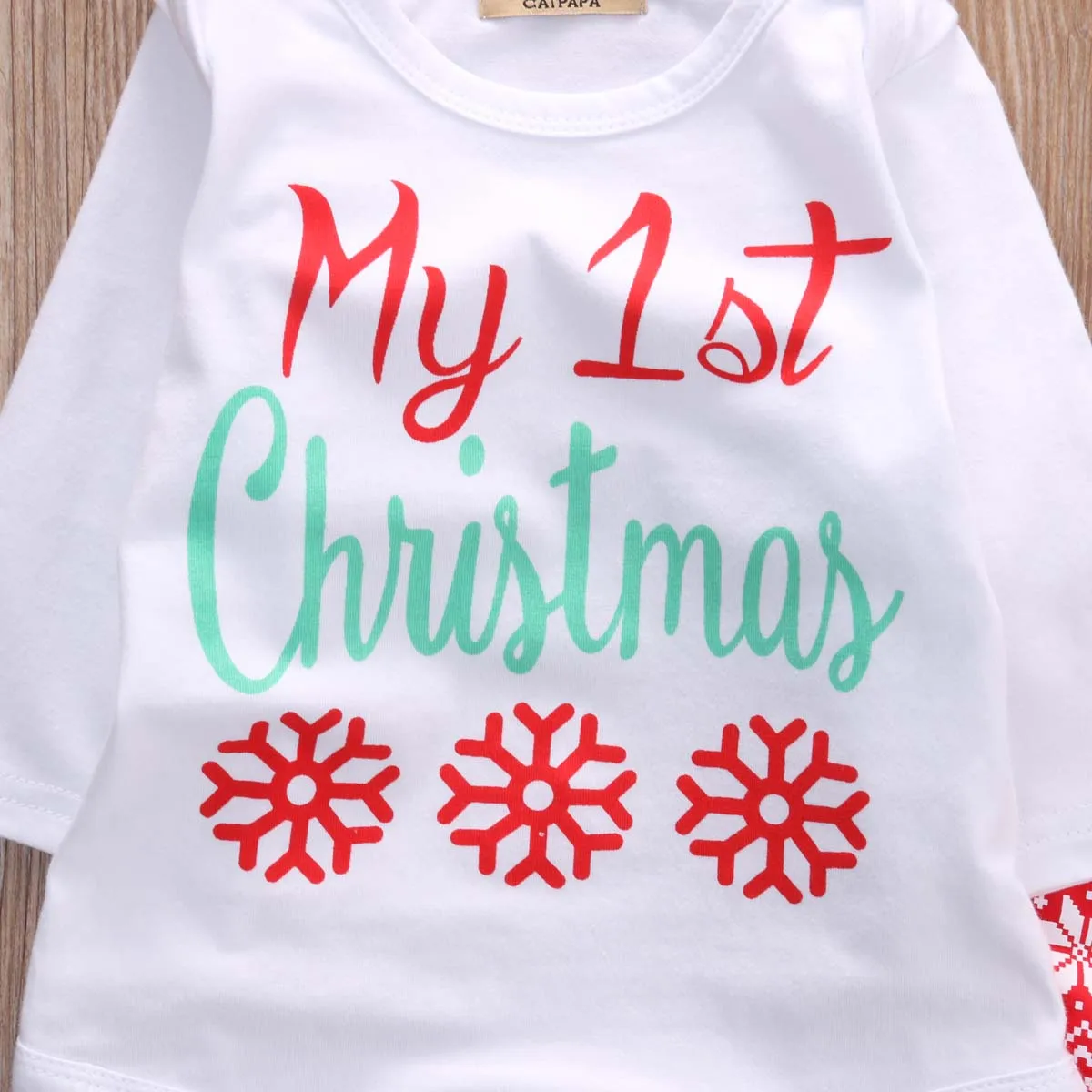 Комплект из 3 предметов «My 1st Christmas», хлопковый комбинезон с длинными рукавами для новорожденных мальчиков и девочек, топы+ длинные штаны, шапка, наряды, Рождественская одежда для 0-18 месяцев