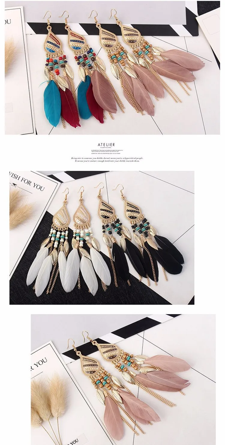 Женские богемные висячие серьги boho mujer moda bijoux винтажные длинные этнические
