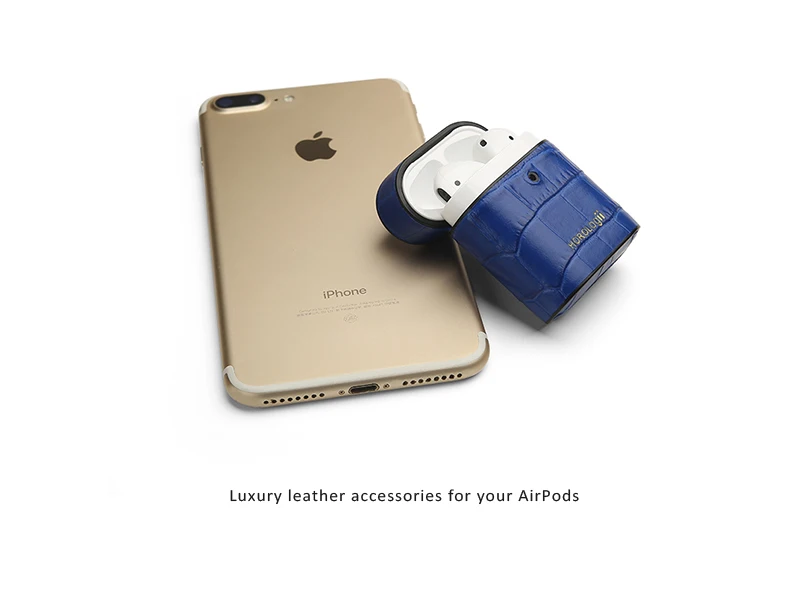 Horologii пользовательское имя бесплатно итальянская кожа синий узор croco для apple AirPods чехол Прямая поставка подарочная упаковка
