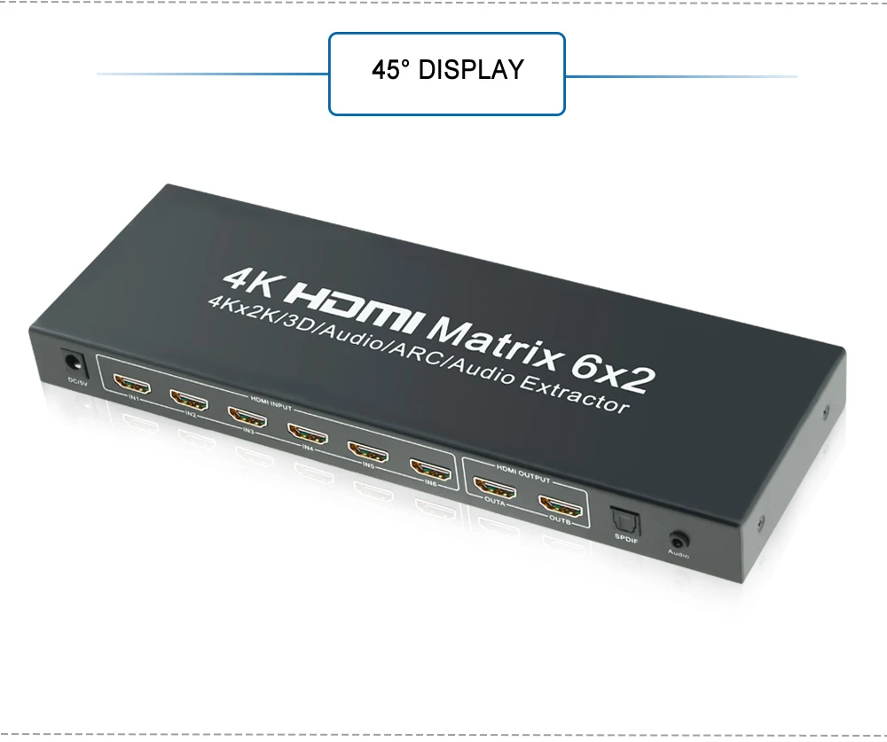 6x2 HDMI матрица Aikexin Ultra HD 4K x 2K HDMI коммутатор разветвитель HDMI True Matrix 6 вход 2 выход Поддержка ARC, аудио экстрактор
