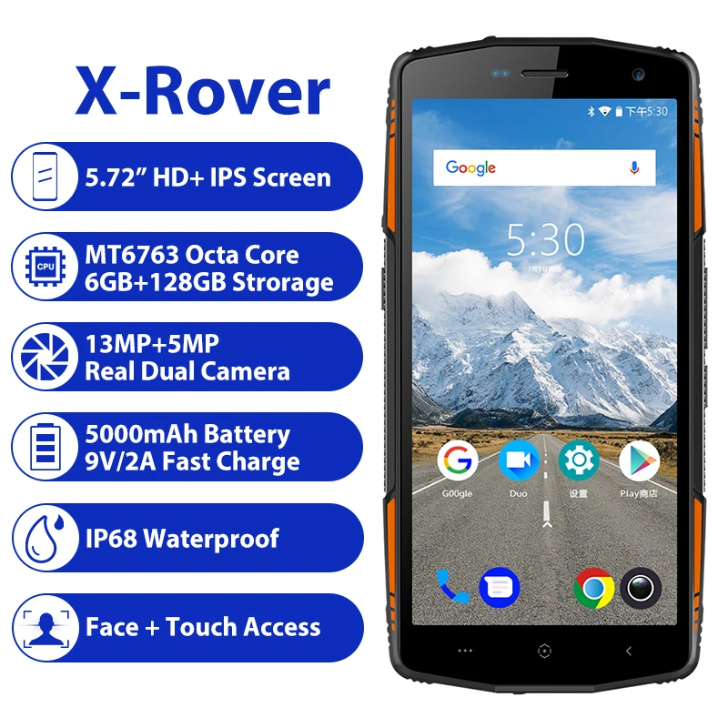 LEAGOO X Rover IP68 водонепроницаемый смартфон 5 72 &quot6 GB 128GB MTK6763 Восьмиядерный NFC Face ID 13 МП