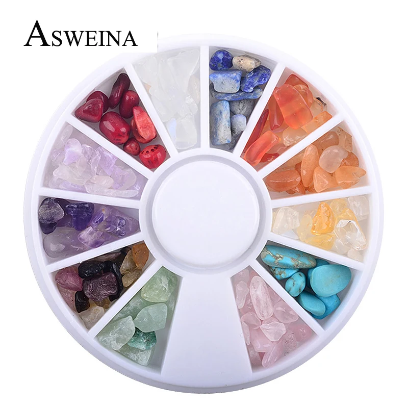 Asweina 20 г/кор. красочные 3D украшение для ногтей нерегулярный натуральный камень колеса декор для ногтей для изготовления украшений