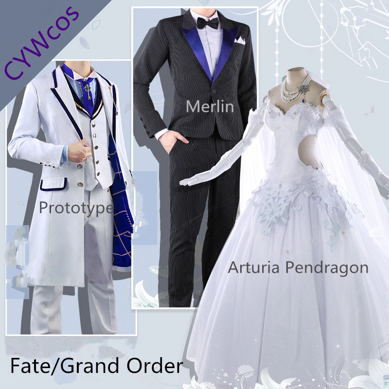 FGO Fate/Grand Order Saber Arturia Pendragon Arthur прототип Caster Merlin Косплей Костюм Униформа женское