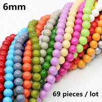 wholesale 27 colors multicolor baking paint shell pearl glass 6mm loose beads diy jewelry spacers findings girlsgifts 16inch