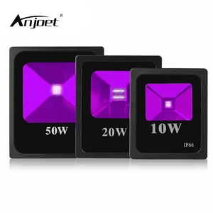 ANJOET 10 Вт 20 Вт 30 Вт 50 Вт Ультрафиолетовый Светодиодный прожектор УФ черный свет для вечеринки неоновое освещение 110 В 220 в IP66 Водонепроницаемая флуоресцентная лампа