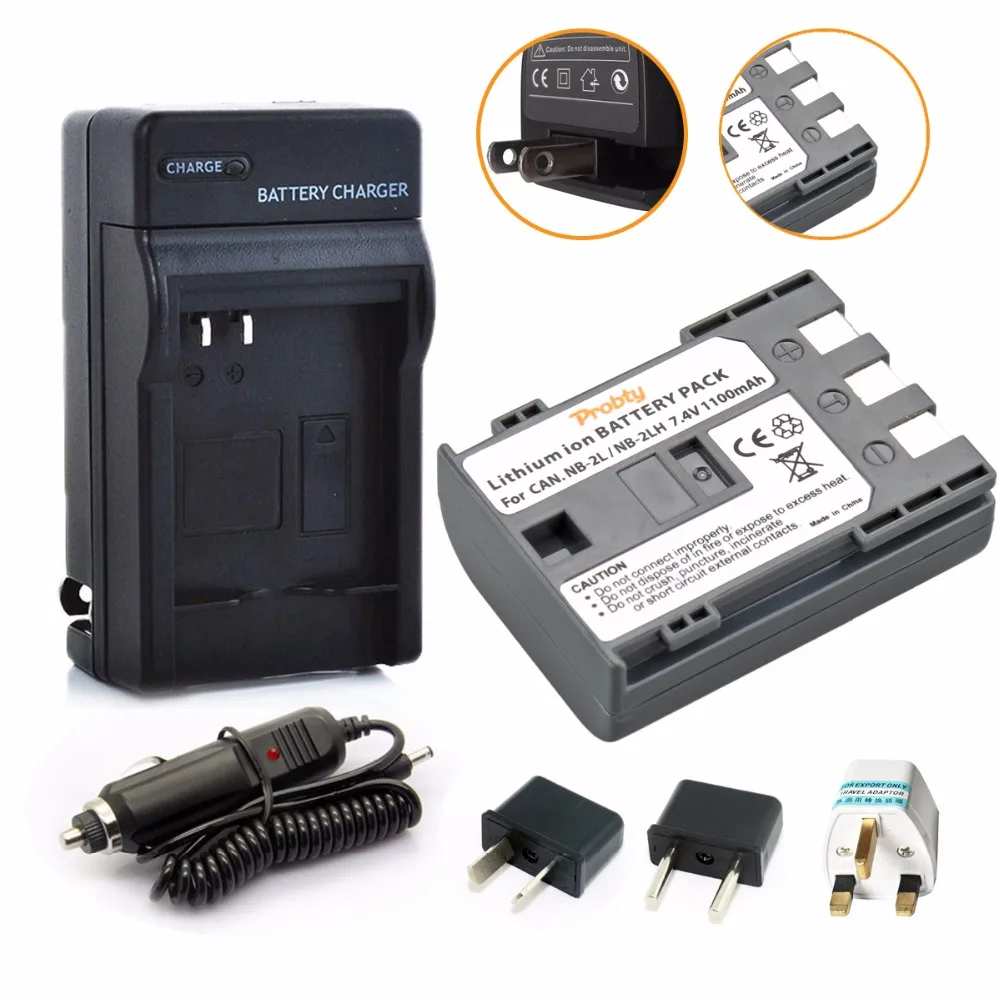 1 шт. Probty NB-2LH NB-2L NB 2L Батарея + Зарядное устройство комплект зум-объектив для Canon