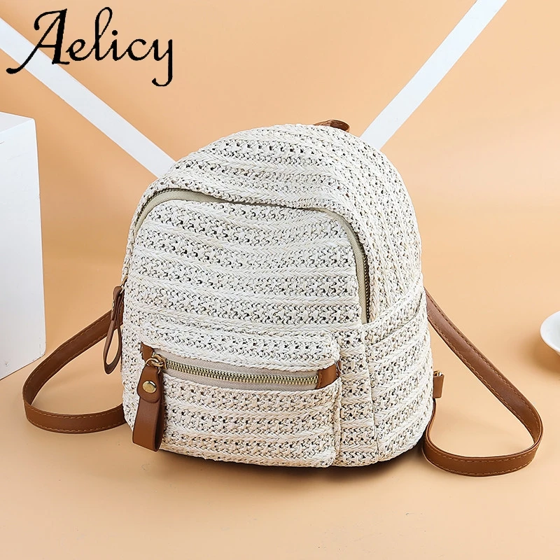 Aelicy, женская Соломенная Сумка, модная тканая мини сумка через плечо, женский рюкзак, высокое качество, Твердая Сумка, карман для телефона