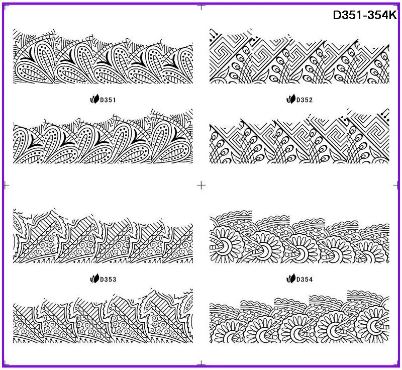 Черные наклейки для ногтей 4 упаковки в комплекте серия bl-d водяная наклейка ZEBRA