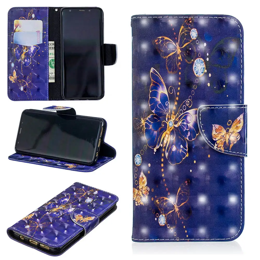 3D чехол для телефона samsung Galaxy Note 10 S10 S9 S8 Plus S10E чехол для samsung S8 S9 S10 Plus Чехол-книжка кожаный кошелек