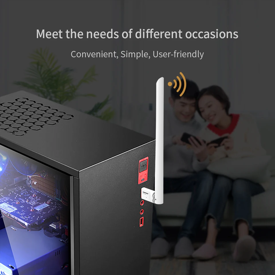 CF-758F сетевая карта Бесплатный драйвер 650 Мбит/с двухдиапазонный 2,4G& 5,8G 802,11 a/b/n/g/ac Wifi USB адаптер 2* 6dBi антенны Wifi удлинитель