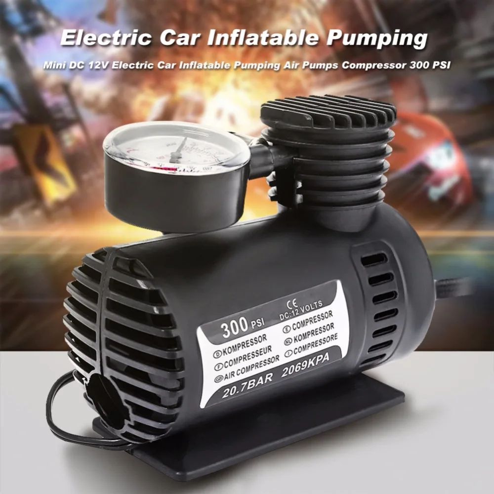 12V 300PSI Electric Car Inflatable Pump Mini Portable Compressor Tire Inflator for Car Bicycle Tire Balls Airbe