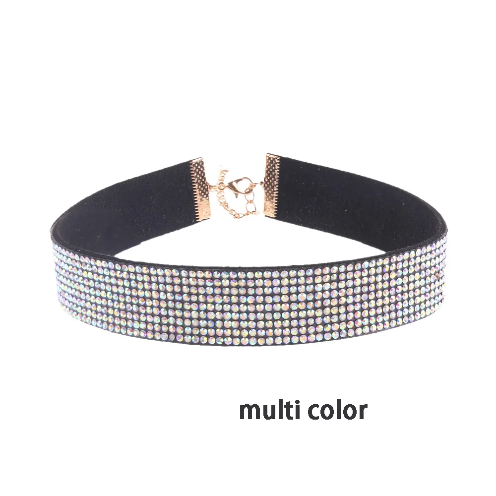 multicolor 1 шт. Модные женские Многослойные камни со стразами воротник колье до ключиц бархатное ожерелье Bijoux женские ювелирные изделия в стиле "Бохо" подарок - Окраска металла: multicolor
