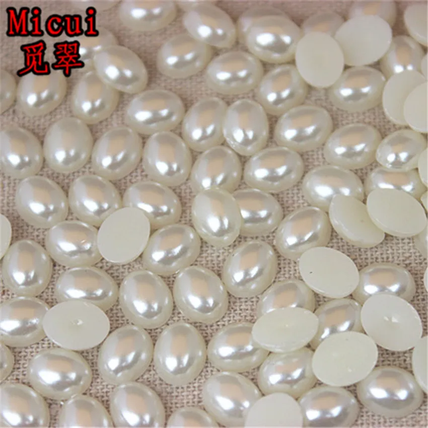 Micui 6*8/8*10/10*14/mm Oval Pearl Beads ABS Half Pearls Flatback Scrapbooking Bead For Jewelry Making Clothes Decoration SM211 | Дом и сад