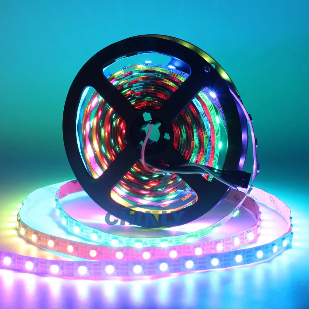 WS2812B Светодиодные ленты индивидуально адресуемых RGB умная Пиксели Strip1m/4 м/5 м черный/белый PCB WS2812 IC Водонепроницаемый 5V 30/60/144 светодиодный s