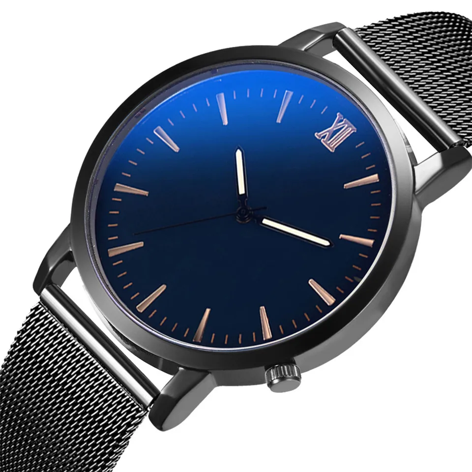 Мужские черные тонкие спортивные минималистичные часы мужские роскошные