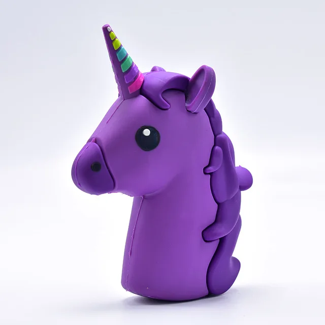 Purple Прекрасный стиль 3000 mah Единорог банк силы милый портативный банк силы зарядное устройство Мультфильм 18650 батарея для сотового телефона батарея Горячая - Цвет: Purple