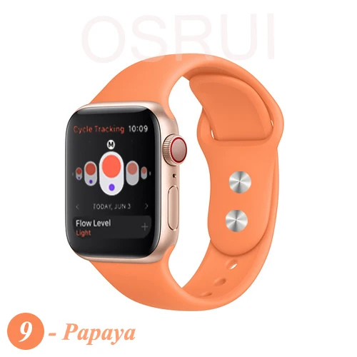 9- Papaya Спортивный силиконовый ремешок для apple watch band 4 44 мм 40 мм iwatch band 42 мм 38 мм ремень для браслета apple watch series 5 4 3 2 аксессуары - Цвет ремешка: 9- Papaya